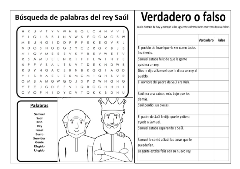 Ficha El Rey Saul para Mayores - Mayores | PDF