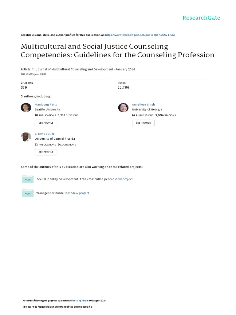 Multicultural and Social Justice Counseling Compet | PDF | Social ...