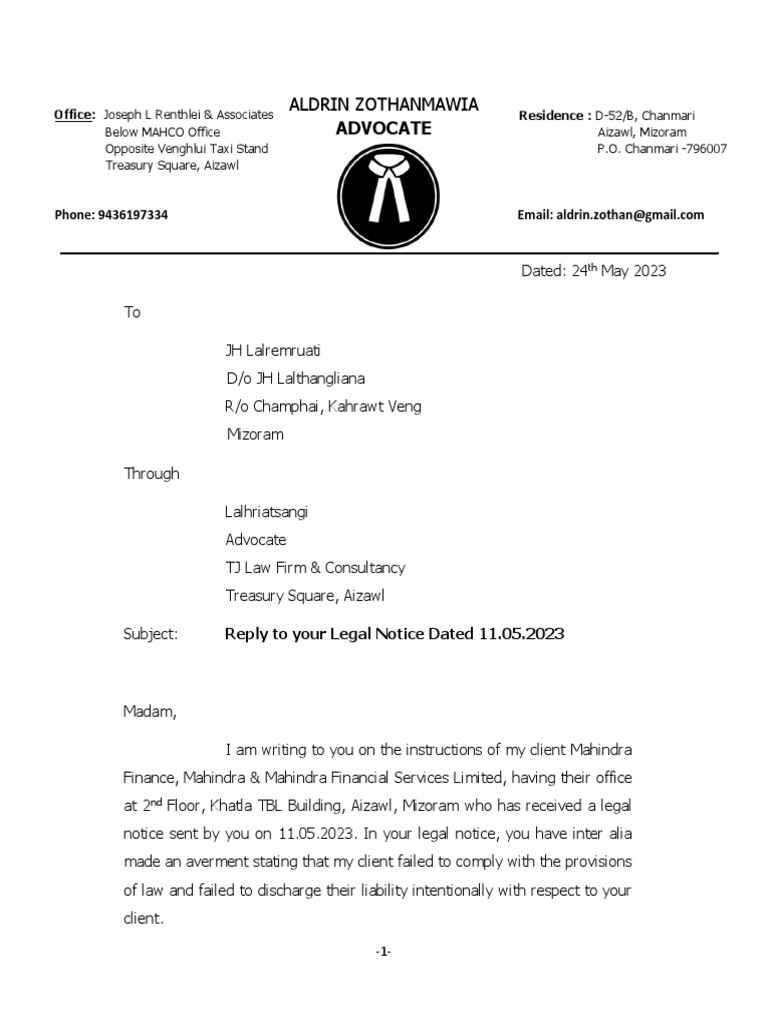 Response to Legal Notice on Loan Default | PDF | Loans | Arbitration