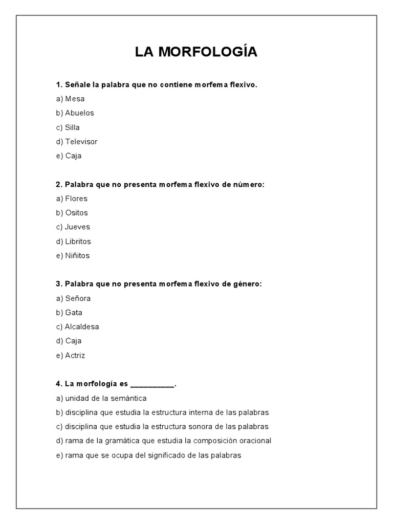 ficha 033 LA MORFOLOGÍA PDF Palabra Morfología (Lingüística)