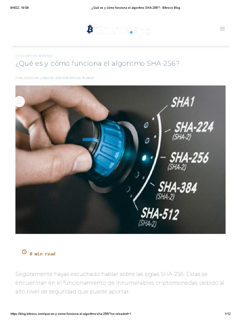 Funcionamiento del algoritmo SHA-256 | PDF | Criptografía ...