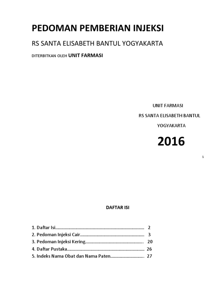 Pedoman Injeksi Obat di RS Santa Elisabeth | PDF
