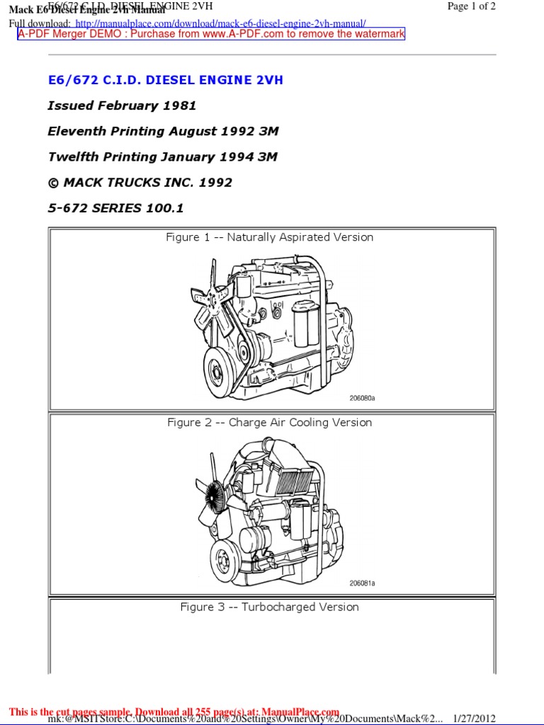 Mack E6 Diesel Engine 2vh Manual | PDF