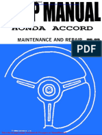 Honda Accord 1986 1989 Maint Repair Manual