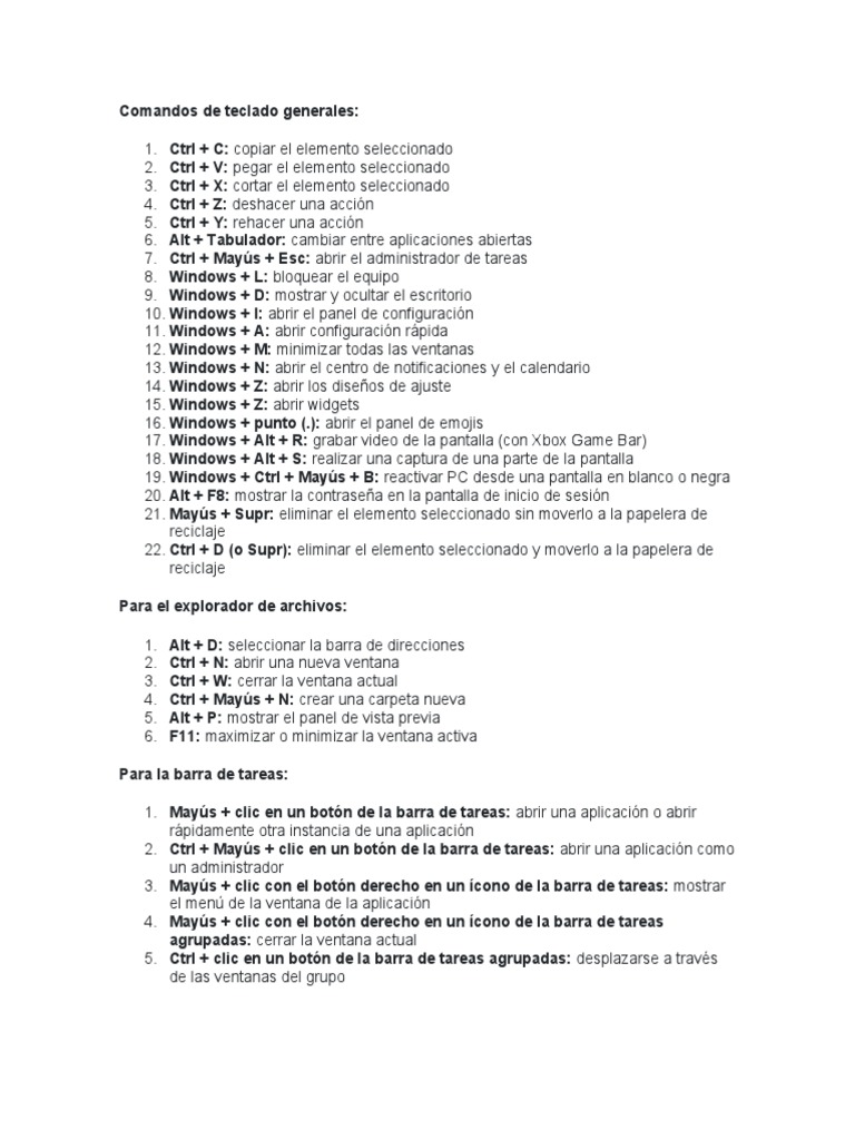 Atajos y comandos de Windows 11 | PDF | Arte | Informática