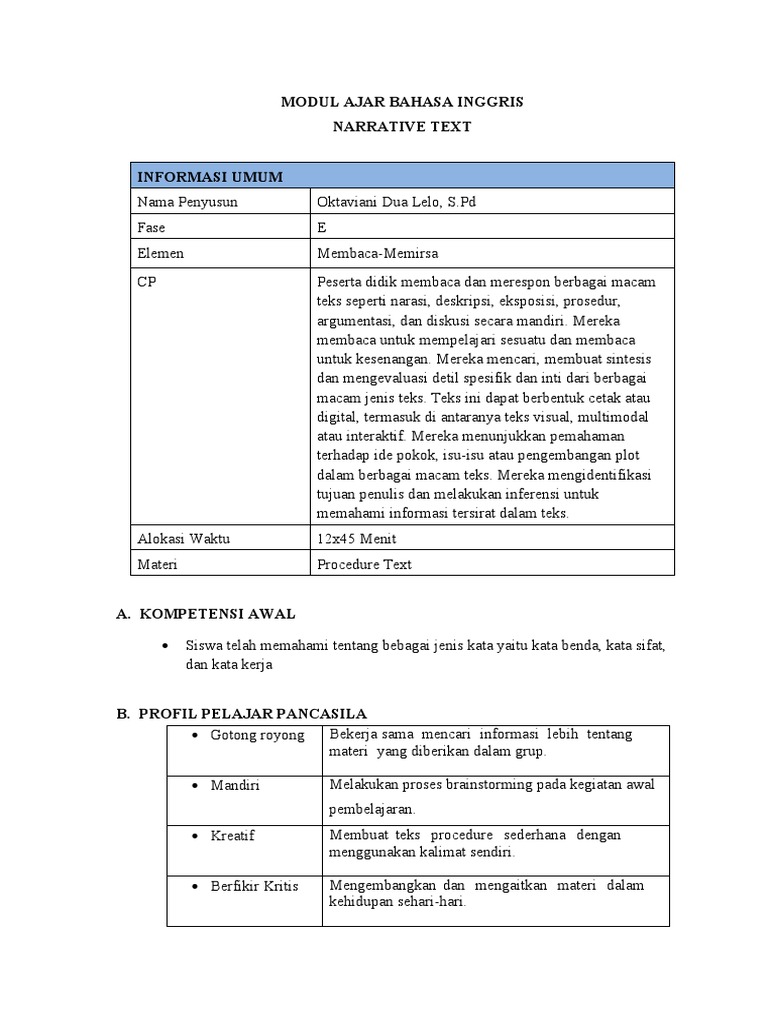 Modul Ajar Procedure | PDF