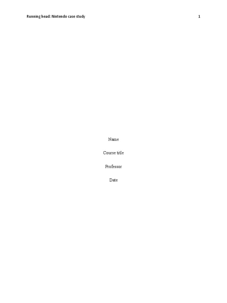 Nintendo Case Study PDF Wii Nintendo