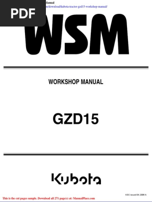 Kubota Tractor Gzd15 Workshop Manual | PDF