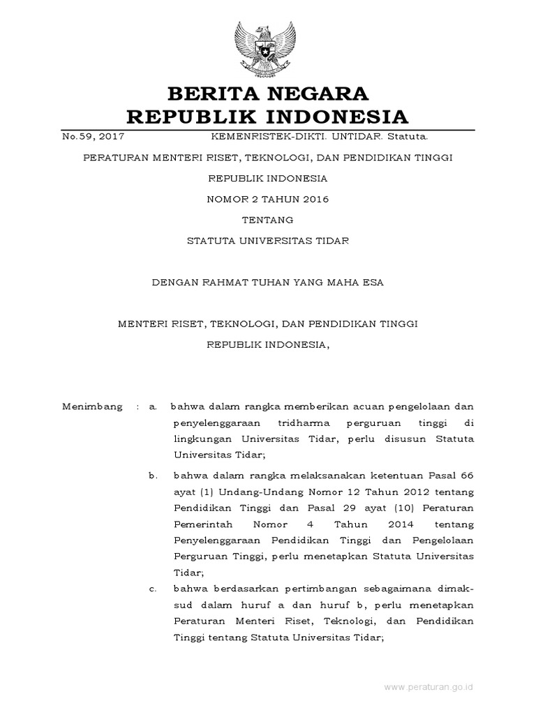 Statuta Universitas Tidar 2017 | PDF | Komputer