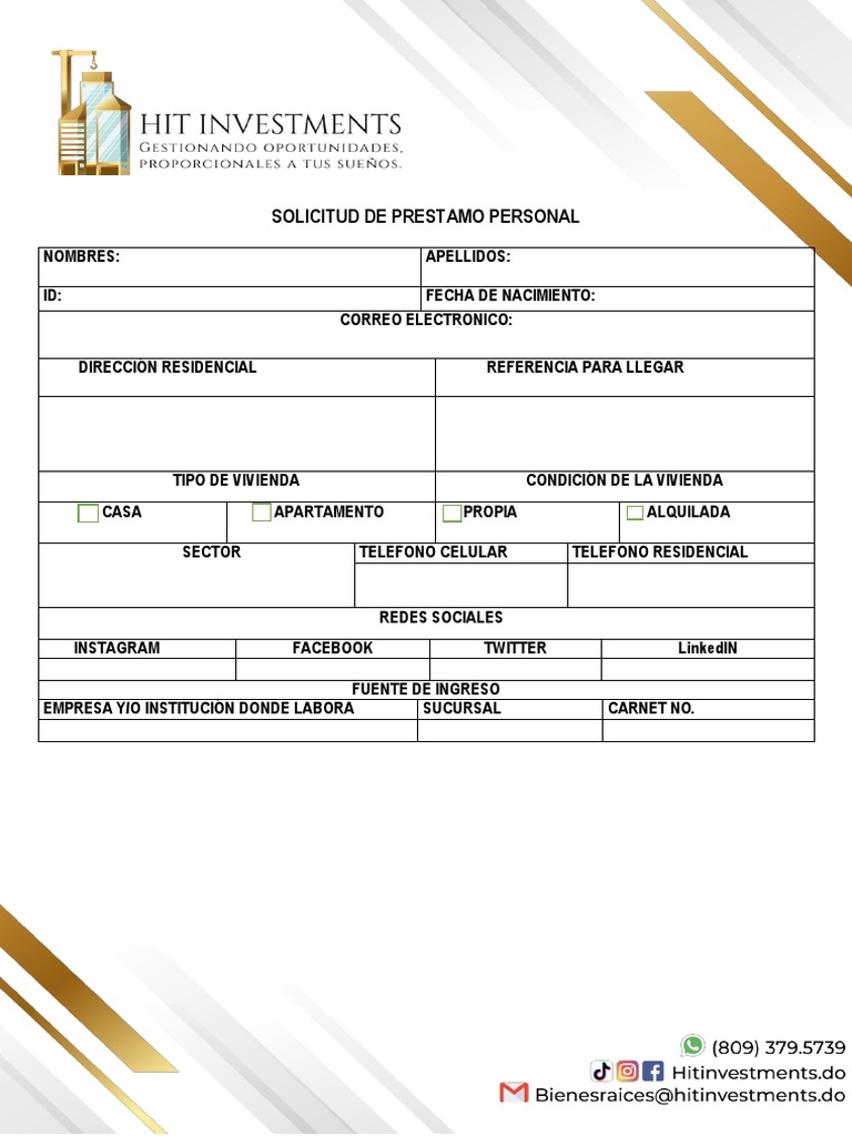 Solicitud de Prestamo Personal | PDF