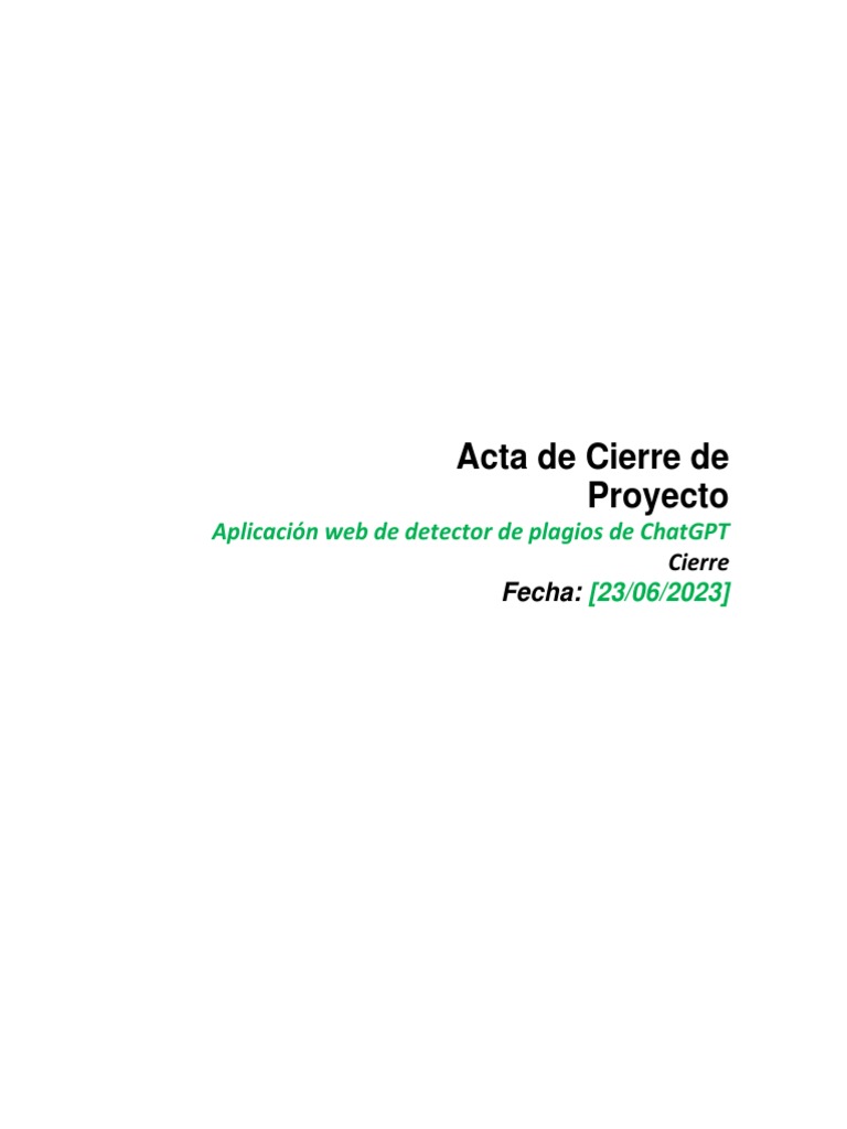 Acta de Cierre Del Proyecto | PDF | Negocios | Finanzas y dinero