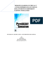 4 Facets of Remote Learning in The S & T Community: Lived Experiences of Science High School Students in Different Learning Modalities