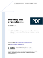 Burin, David (1998). Marketing Para Emprendedores