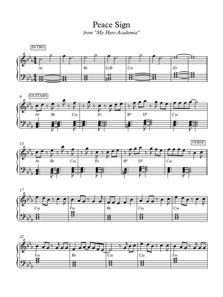 Peace Sign (FULL SONG SHEET MUSIC) | PDF