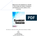 Mental Workload, Psychosocial Needs and Mental Welfare of Public Schools Grade VI Advisers in Santa Rosa City, Laguna