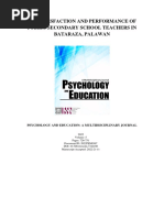 Job Satisfaction and Performance of Public Secondary School Teachers in Bataraza, Palawan