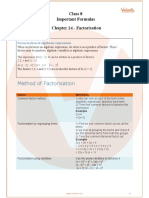 CBSE Class 8 Maths Chapter 14 - Factorisation Formulas