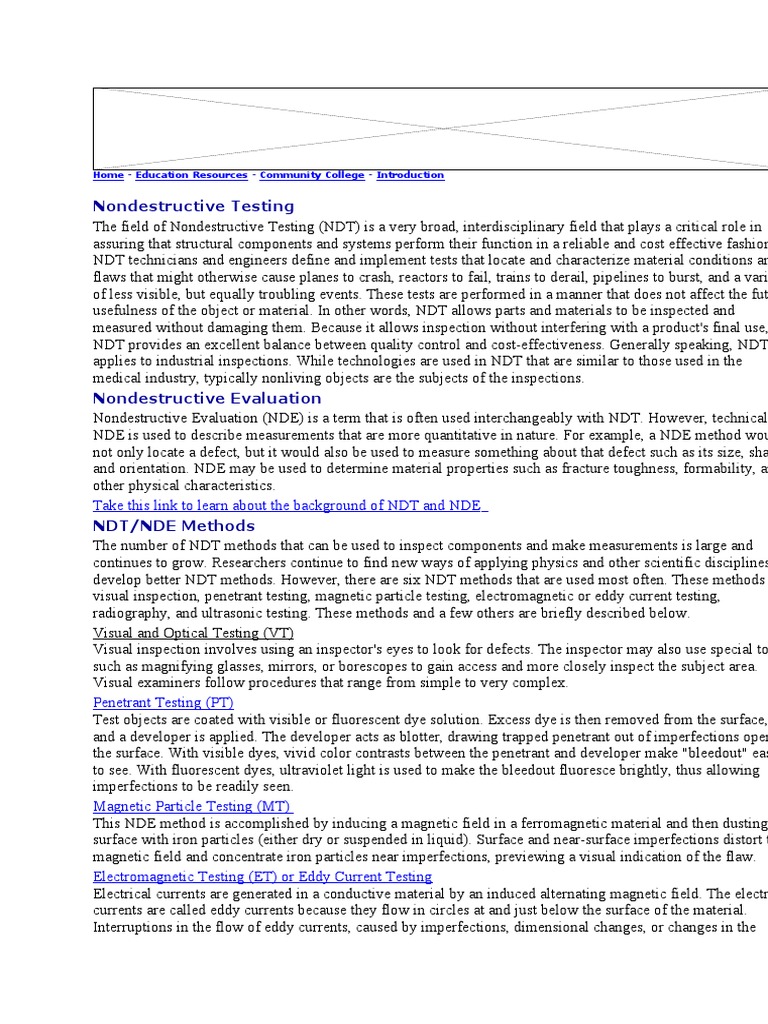 NDT Intro | PDF | Nondestructive Testing | Ultrasound