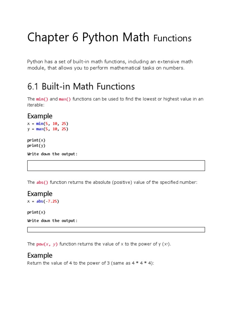 Chapter 6 Built-In Functions | PDF | Area | Pi
