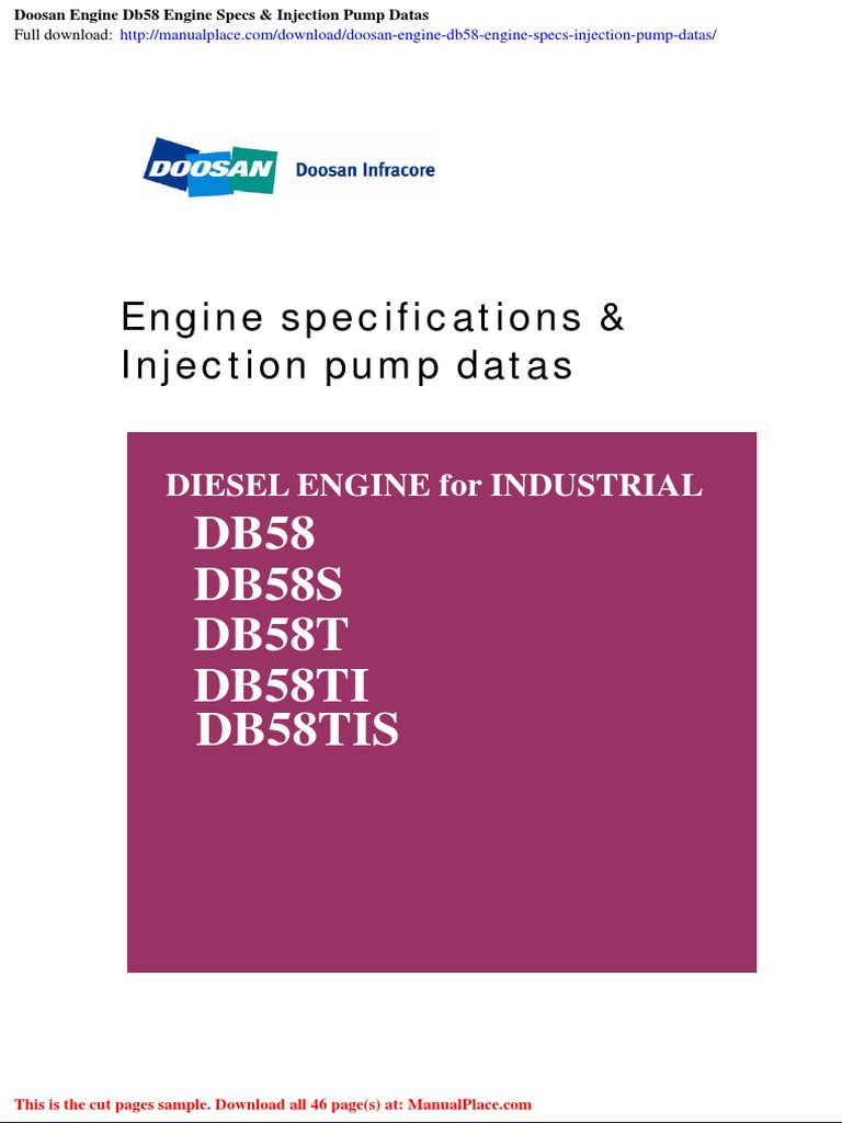 Doosan DB58 Engine Specifications | PDF