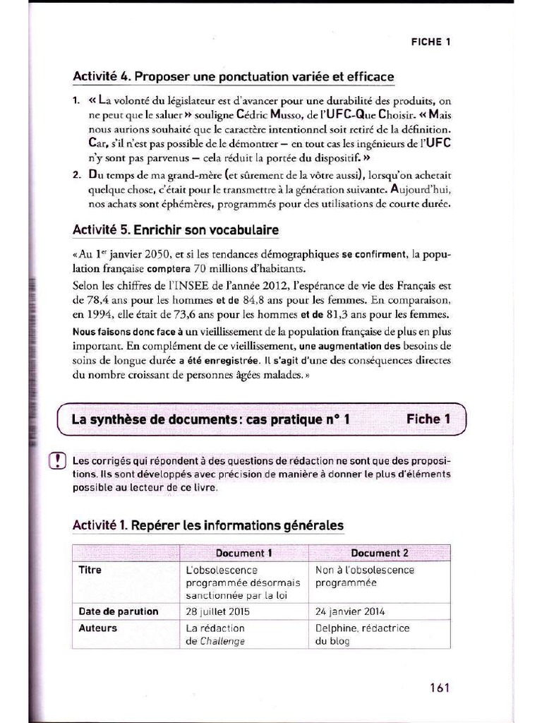 Corrigé C1 Fiche 1 | PDF