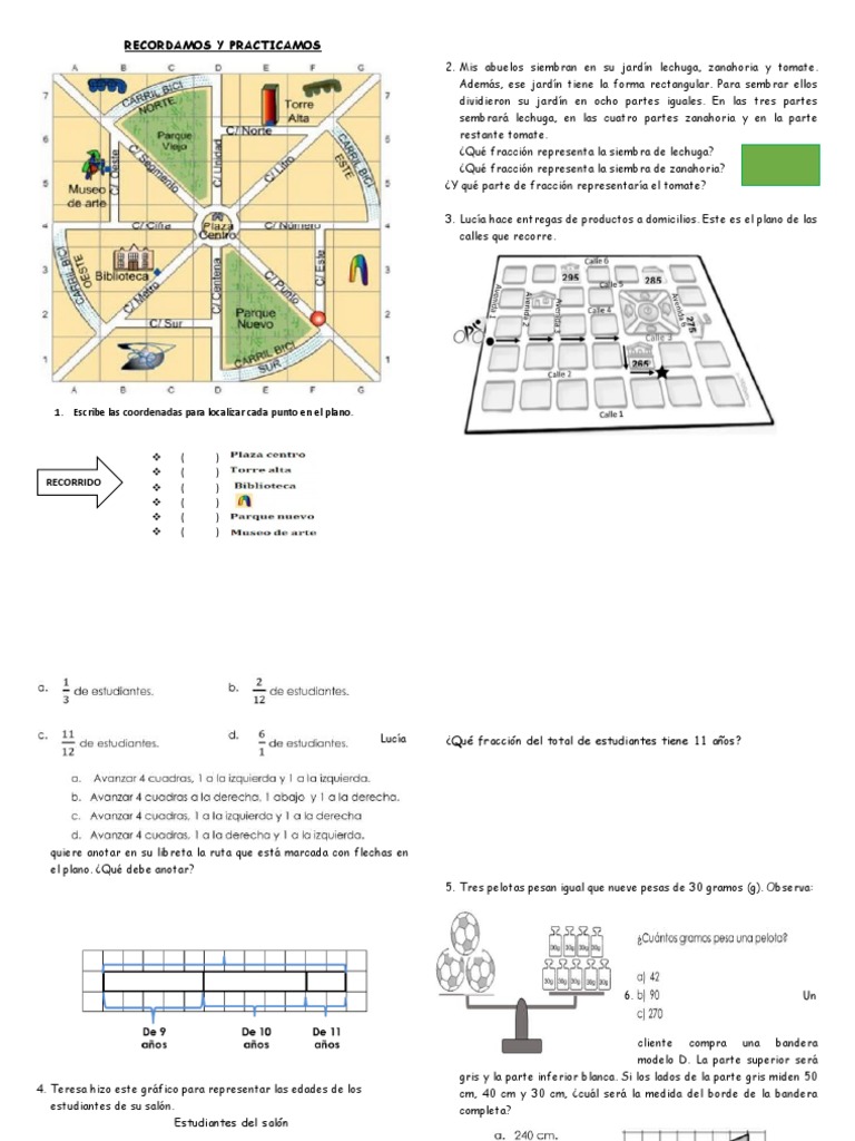 Practicamos coordenadas y fracciones | PDF
