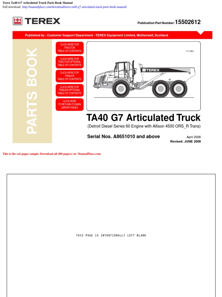 Terex TA40 G7 Parts Manual | PDF | Technology & Engineering