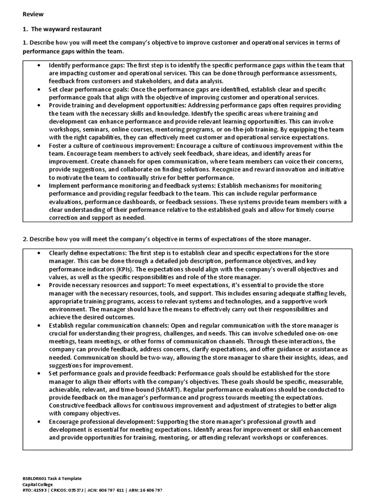 Improving Restaurant Operations and Services | PDF | Goal | Brand