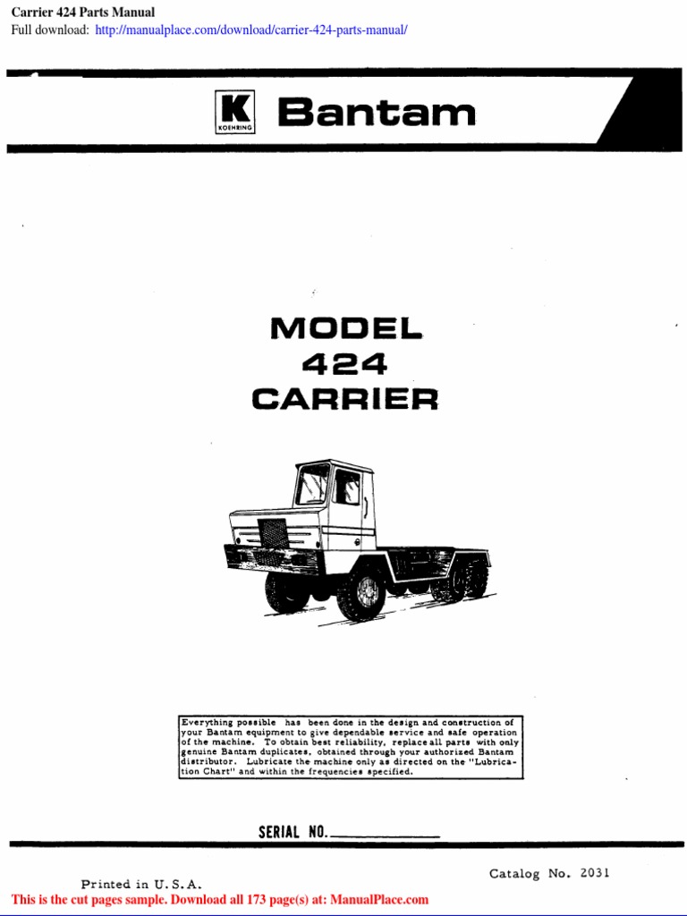 Carrier 424 Parts Manual Pdf Axle Screw