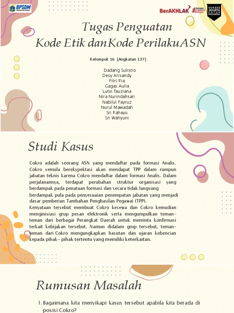 Tugas Kelompok 16 (Kode Etik Dan Kode Perilaku Pegawai ASN) | PDF
