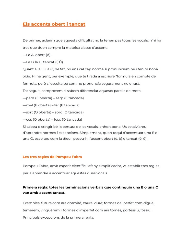 Els Accents Obert I Tancat | PDF