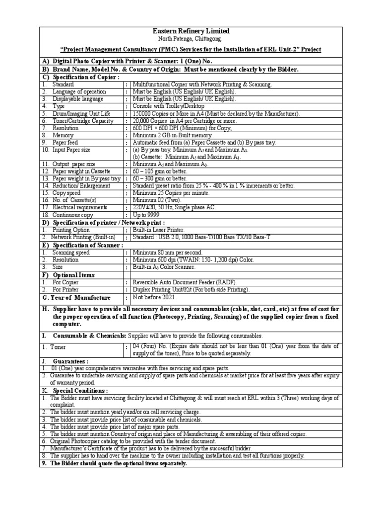 canon photocopy machine specification