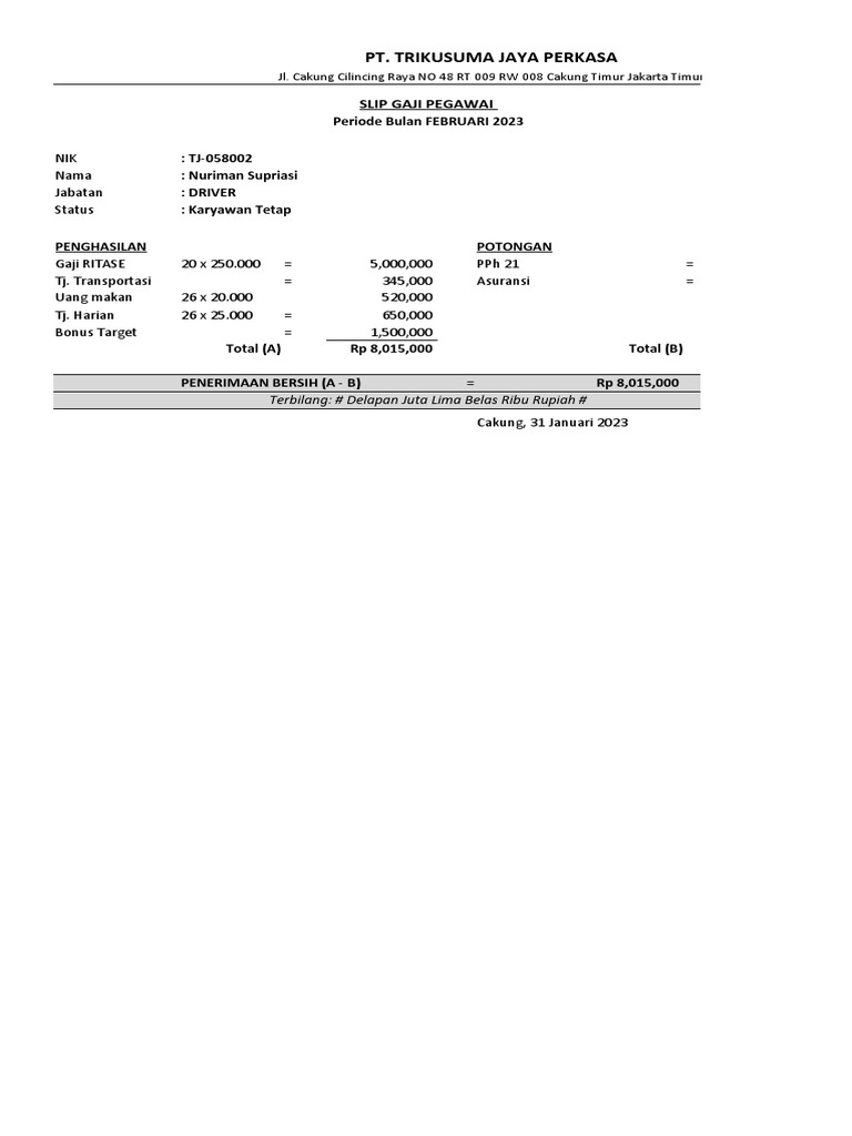 Slip Gaji Excel NURIMAN PDF
