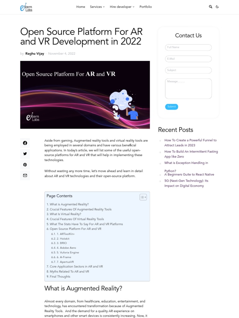 Open Source Platform For AR and VR Development | PDF | Augmented