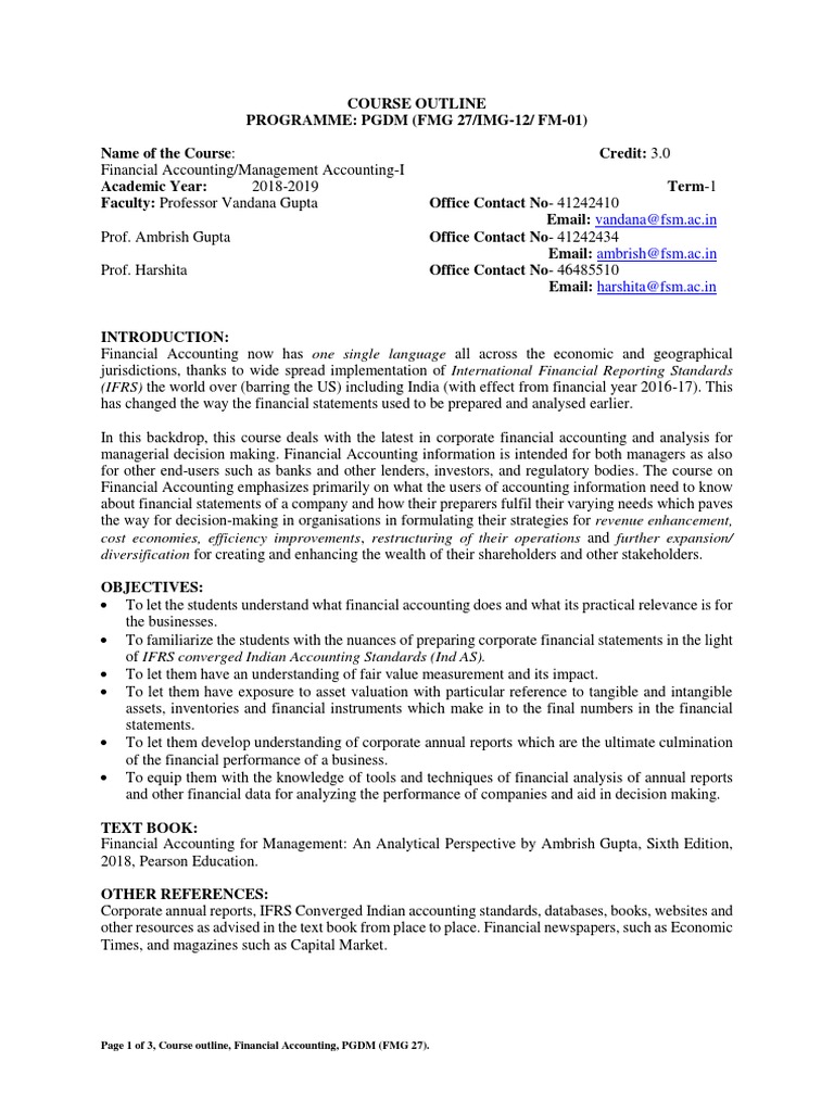 PGDM Financial Accounting Guide | PDF | Accounting | Financial Accounting