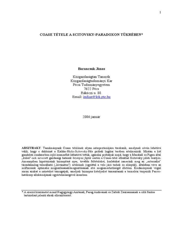 The Appearance of The Scitovsky Paradox Int The Coase Theorem PDF