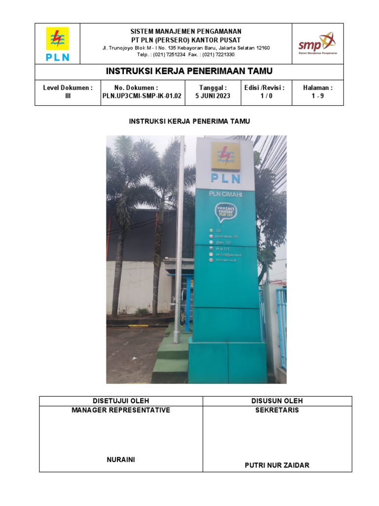 Instruksi Kerja Penerimaan Tamu PDF
