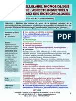 Formation Continue Biologie cellulaire, biochimie & microbiologie : Aspects industriels fondamentaux des biotechnologies 2012