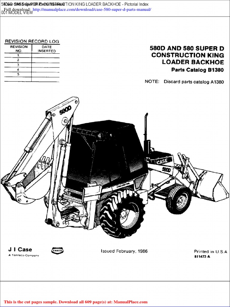 CASE 580 SUPER K 580SK BACKHOE LOADER TRACTOR WORKSHOP SERVICE, PARTS