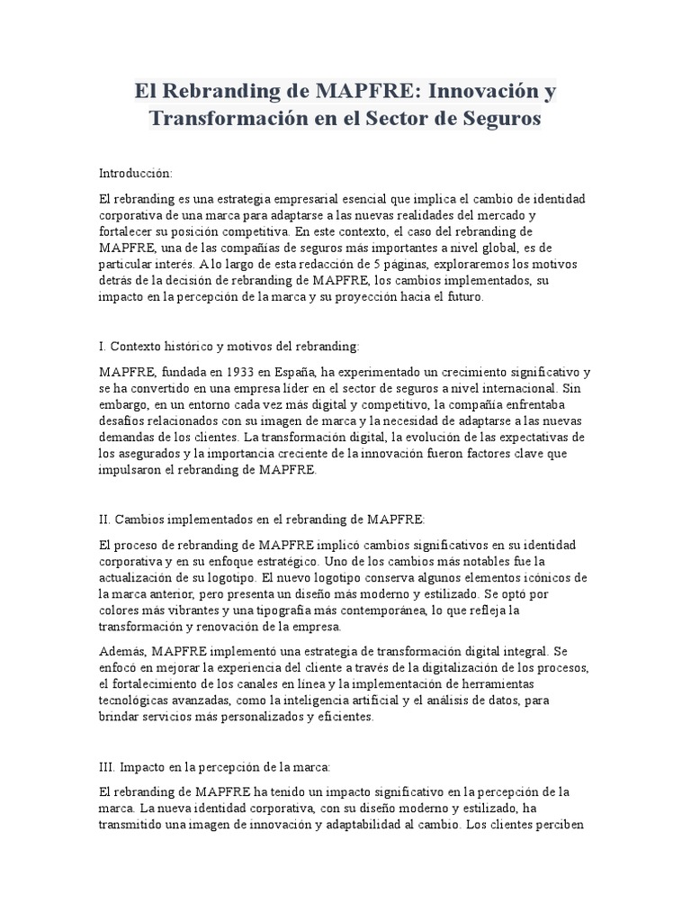 El Rebranding de MAPFRE - Innovación y Transformación en El Sector de ...