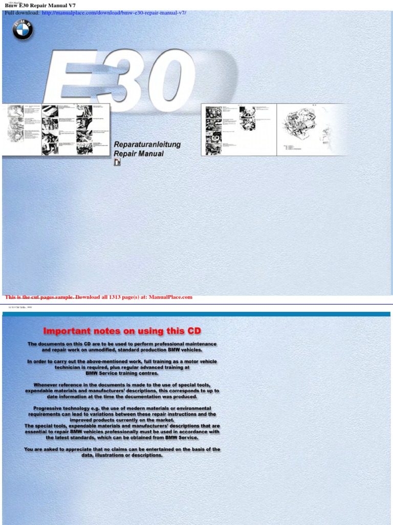 BMW　e30　サービスマニュアル BMW E30 Service Manual | Download Manual