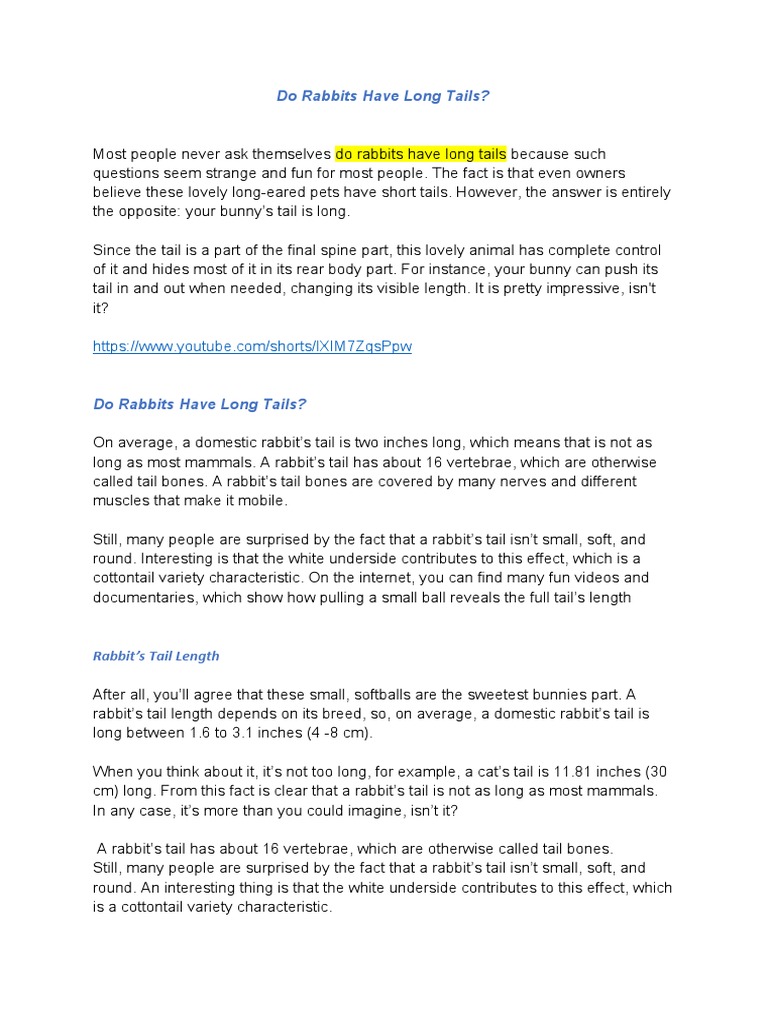 Do Rabbits Have Long Tails - Ispravljeno1 | Download Free PDF | Rabbit