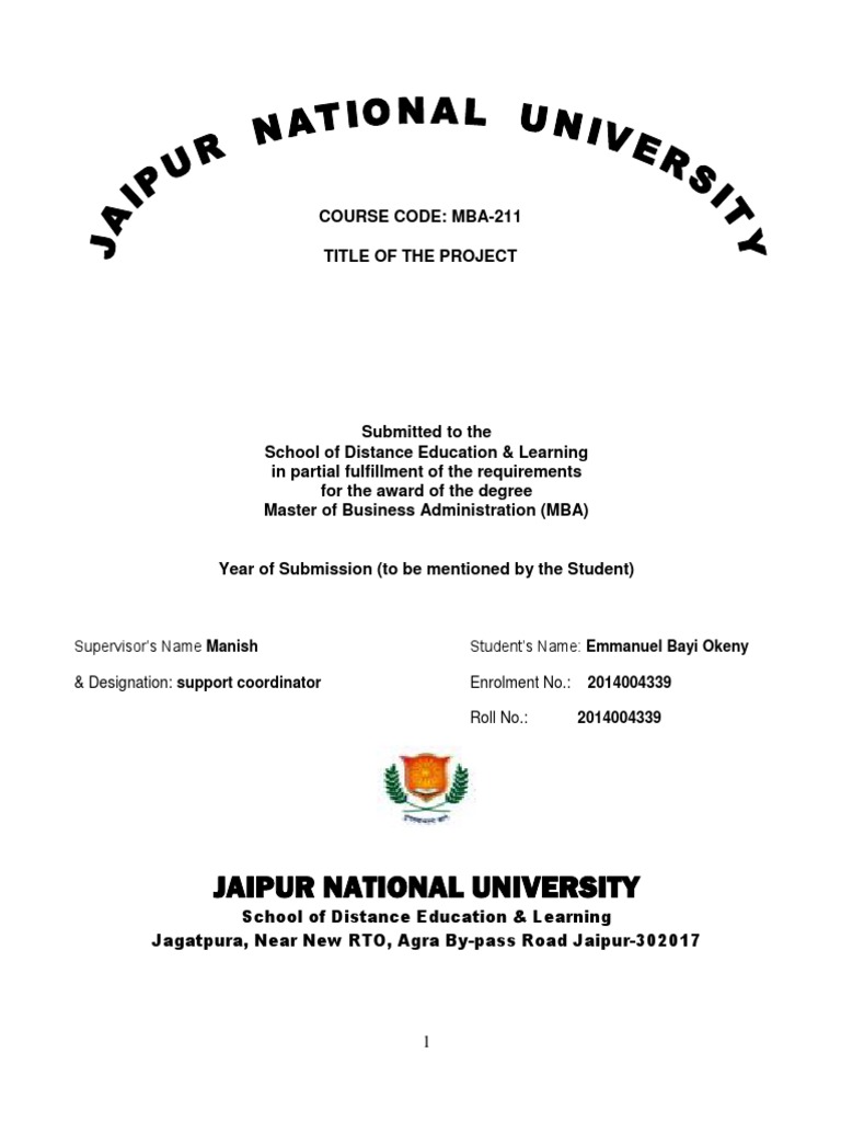 JNU Project Guidelines MBA | PDF