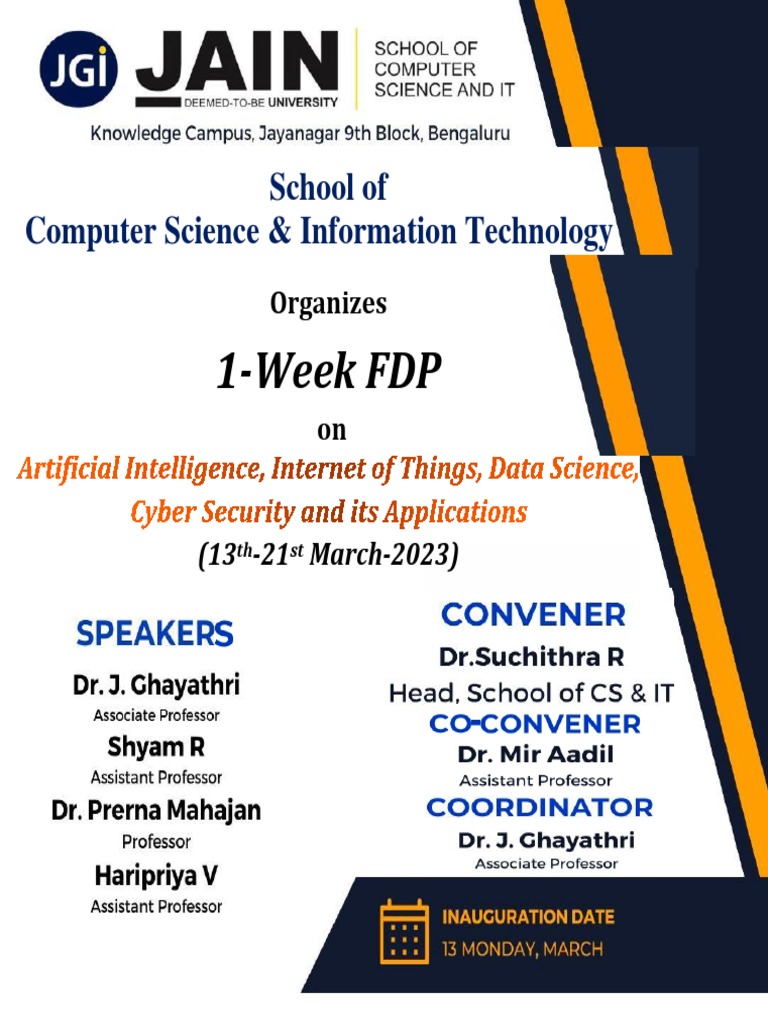 FDP on AI, IoT, Data Science, Cybersecurity | PDF | Internet Of Things ...