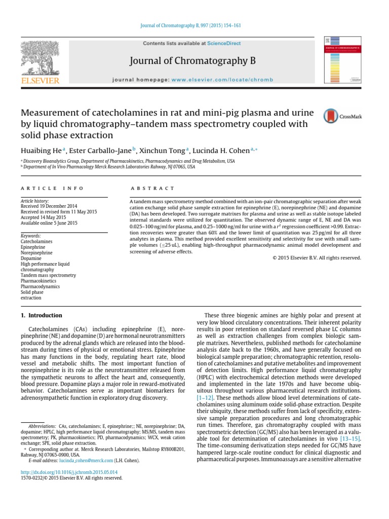 Journal of Chromatography B Huaibing He, Ester CarballoJane, Xinchun
