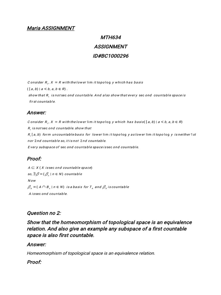 MTH634 Assignment (Sector - Maria Amin) Solution - by Pin2 | PDF