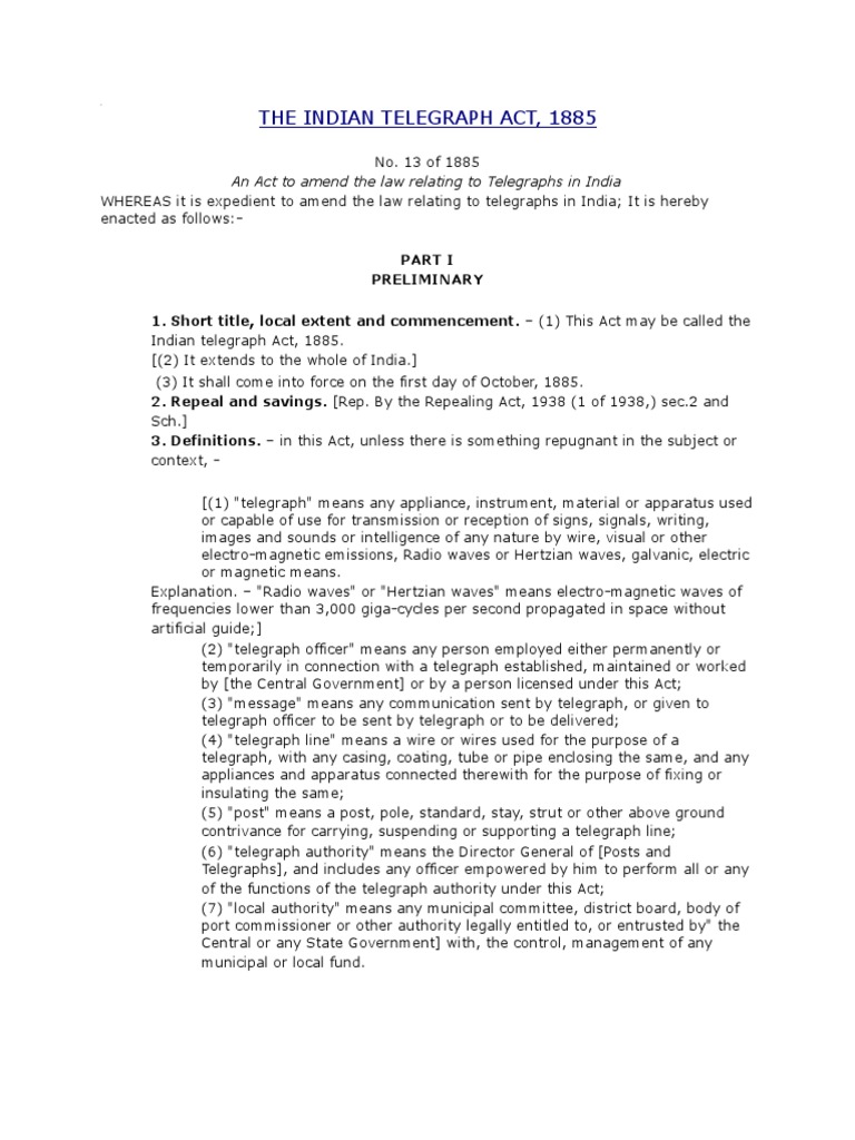 Telegraph Act 1985 PDF Fine (Penalty) Crimes