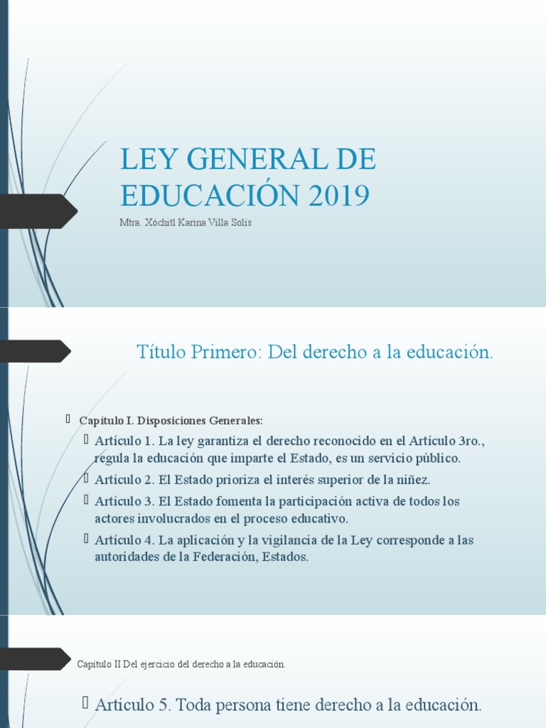 Ley General de Educación (Parte 1) | PDF | Educación de la primera ...