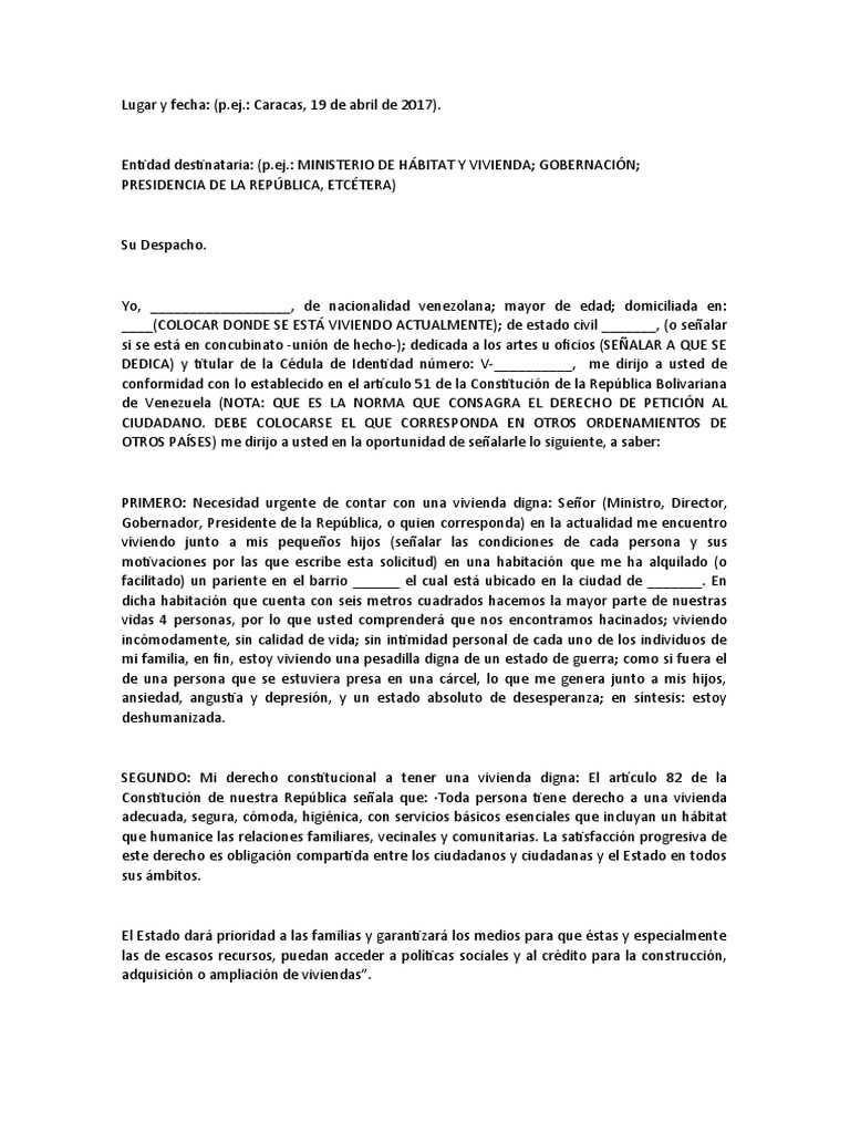 Solicitud De Vivienda Pdf