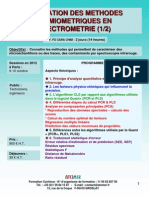 Formation Continue Utilisation Des Méthodes Chimiométriques en Spectrométrie 2012